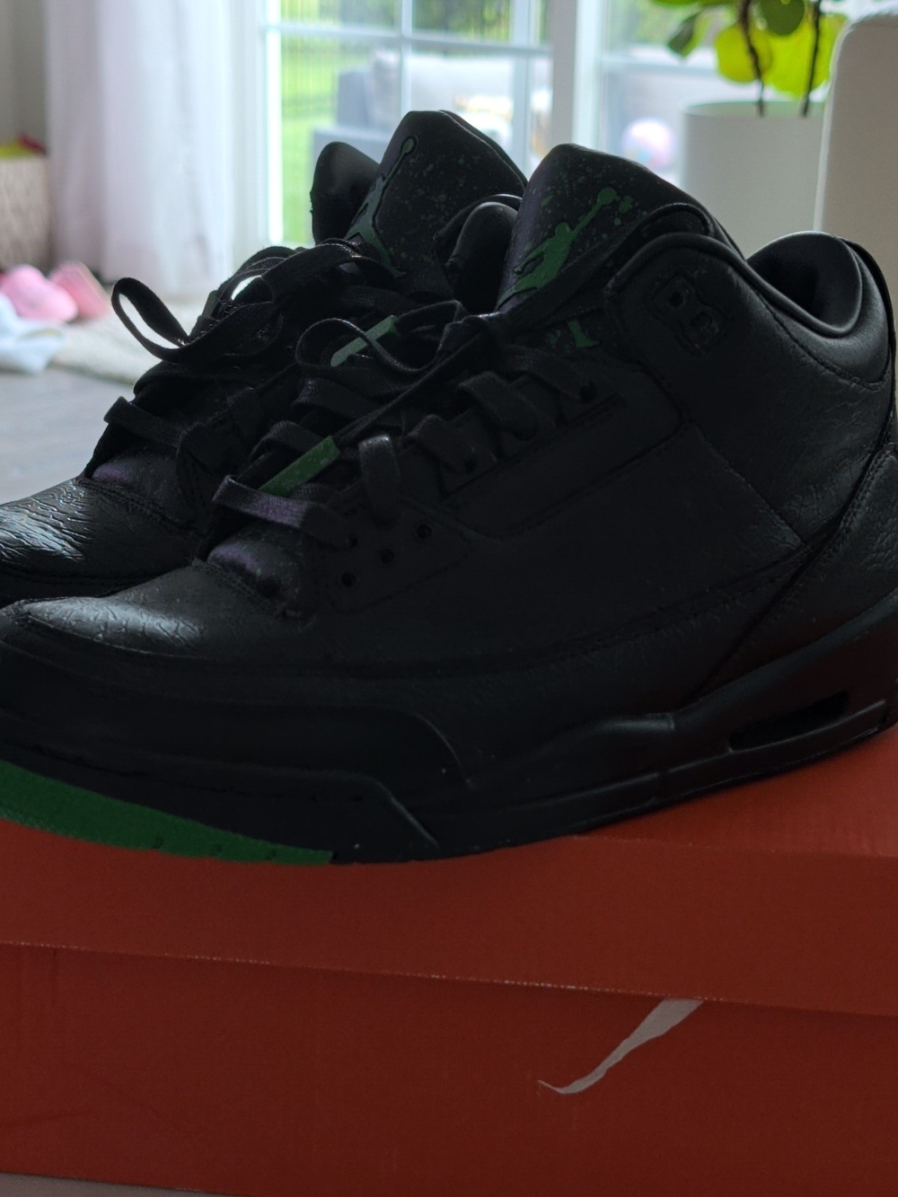 Custom Nike Jordan 3's Men’s Black and Green Low-Top Sneakers - Picture 12 of 14